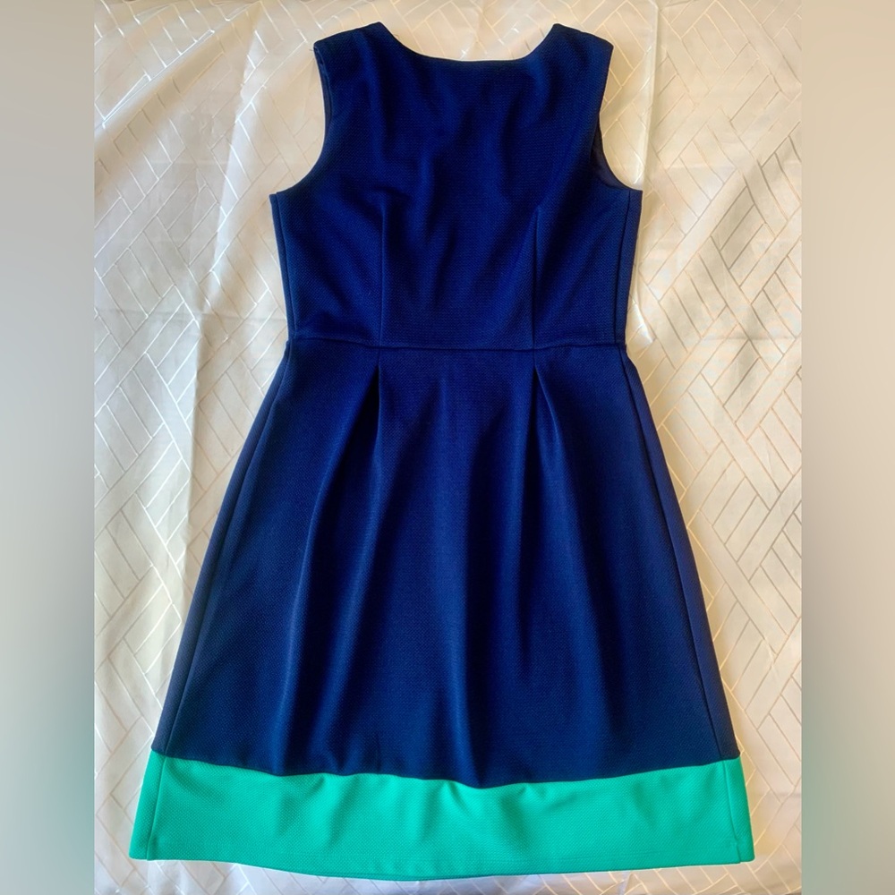Classic Blue and Green Sleeveless colorblock two tone Dress 6 - Picture 5 of 6